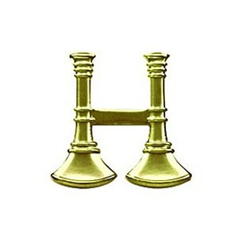 First Class Fire Department Bugle Captain Rank Collar Lapel Pin Insignia (Pair) - Brass