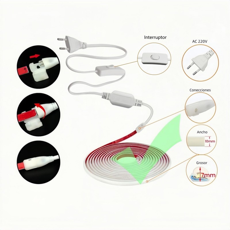 ONSSI Plug with Switch for LED Strip 220 V, Width