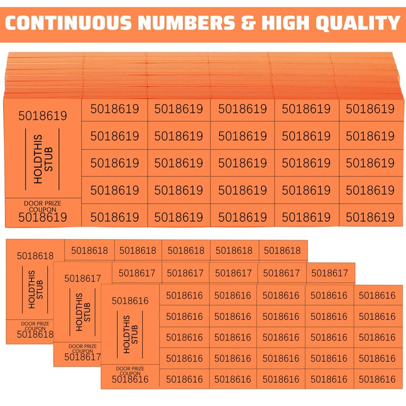 Kosiz 504 Sheets 25 Bid Raffle Ticket with Different Numbers