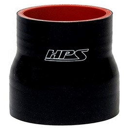 HPS HTSRNBLK-045 1.75" - 2.5" ID, 3" Length, Silicone Reducer Coupler Hose, High Temp 4-Ply Reinforced, Silicone, Black