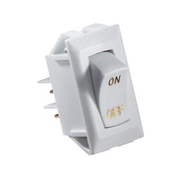 RV Designer RV Designer S265, Rocker Switch, 10 Amp, On / Off, SPST, White w/ Gold Text, DC Electrical