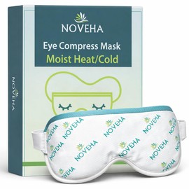 NOVEHA Máscara de ojos ultra cálida, tecnología de calor húmedo para ojos secos sensibles, activada por microondas, alivia el olor o el ojo rosa, tratamiento de agua térmica para ojos irritados y golpes de párpados