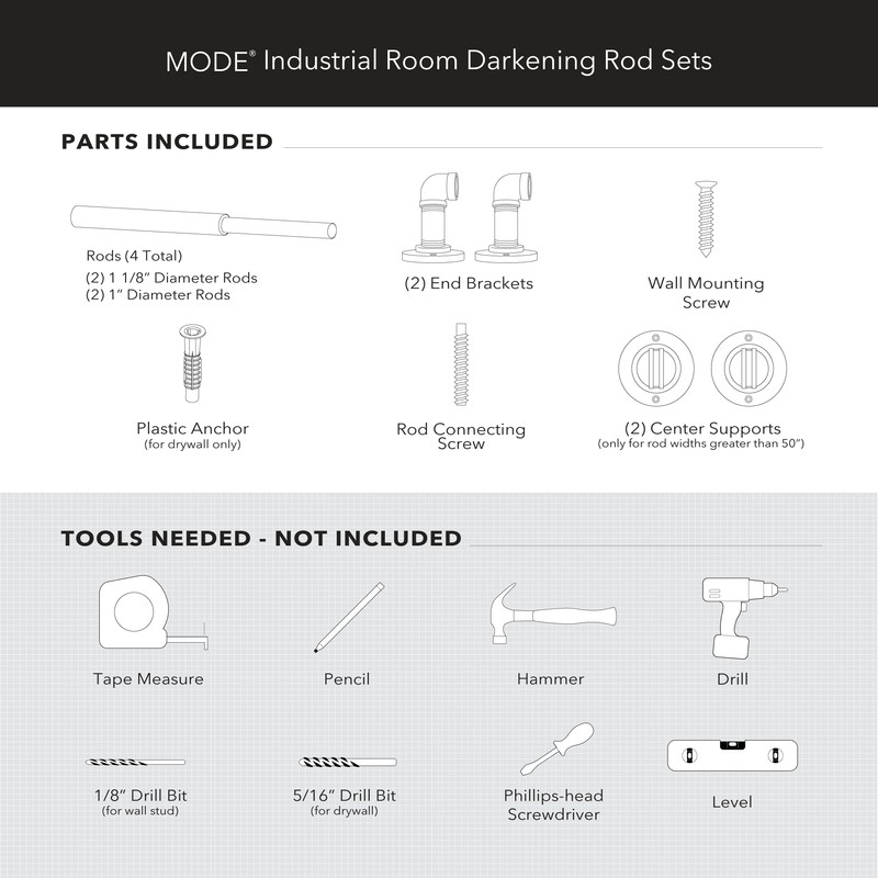 MODE Industrial Room Darkening Collection 1 1/8" Diameter Industrial Curtain