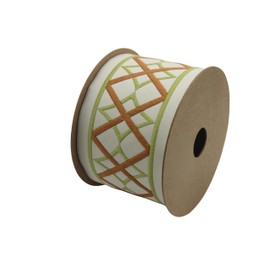 3.8 Yard Spool 2.67 inches Green Geometric Embroidered Drapery Trim Jacquard Ribbon for your Drapes Curtains Drapery Banding Trim Tape V3 183