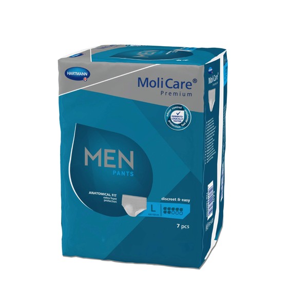 MoliCare Premium MEN PANTS, Discreet Use for Incontinence Especially for Men, 7 Drops, Size L, 1 x 7 Pieces