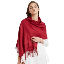 VIVIAN & VINCENT Winter Fall Scarf for Women Soft Warm Pashmina Shawls and Wraps for Evening Dresses Weddings Deep Red Maroon