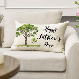 AVOIN colorlife Happy Father's Day Watercolor Tree Throw Pillow Cover, 12 x 20 Inch Love You Dad Gift Cushion Case for Sofa Couch