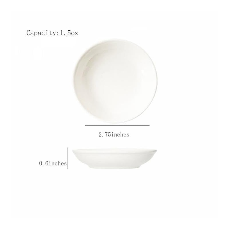 Mengbaobao 6 Pack White Soy Sauce Dish Ceramic Dip Bowl