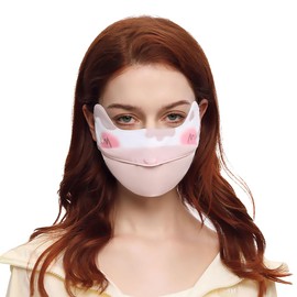 OHGOLF UV Face Cover UPF 50+ Women Breathable Face Covering Protection Sunscreen Mask Cow Print Pink