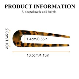 SIOPPKIK 4 Pieces U-shaped Hairpin French Style Hair Clip Tortoise Shell Hair Pin Metal Hairpin Fork Sticks 2 Prongs Updo Chignon Pens for Women Hair Styling Accessories
