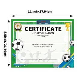 25 Pcs Soccer Team Award Certificates 8.5 x 11 Inch End of Season Soccer Certificates Youth Sports Ceremony Recognition Awards of Coach Teacher and Kids