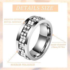 VPOUERY Stress Relief Rings Polished Heavy Fidget Rings Fashion Accessories Gift for Men and Women Durchmesser 19 mm Umfang 60 mm