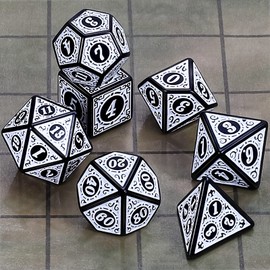 CiaraQ DND Polyhedral Dice Set for Dungeons and Dragons RPG MTG Role Playing Table Games-with 1 Dice Pouch (White Engraved Dice)