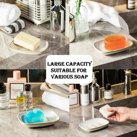 Miamolo Miamolo Soap Dish Bar Cleaner Dish for Shower, Ceramic Soap Dishes for Bar Shampoo or Sponge, Shower Soap Dish Soap Saver Tray for Bathroom Kitchen Sink, Easy to Clean