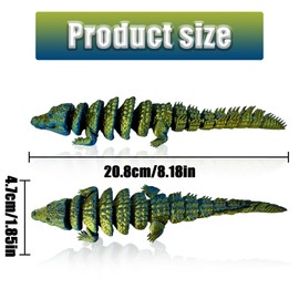 TEAONE 3D Printed Crocodile, 3D Printed Animal Toys for Desktop Decorations, Fidget Toys, Prank Prop (21cm/8.26in, Blue Green)
