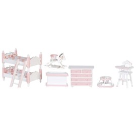 DOLLHOUSE MINIATURE 1:12 SCALE 7 PC GIRL'S WHITE BEDROOM SET #T0141