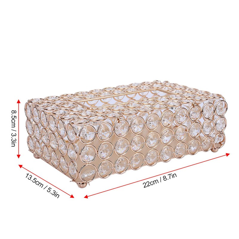 Crystal Tissue Box Holder, Rectangular Tissue Organizer Crystal Facial Tissue