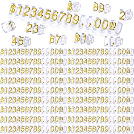 Qunclay 50 Sets Price Display Cube Number Letter Price Tag Cube Blocks Adjustable Dollar Display Stand Small Counter Kit for Jewelry Retail Vending Machine Shop Signs (Gold Number,Clear)