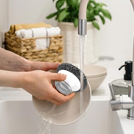 Eummy Stainless Steel Scourer Multifunctional Metal Scrubber with Handle Rustproof Scouring Pads Portable Dish Scrubbers Kettle Descaler Ball Reusable Utensil Scrubber for Home Kitchen Pot Pan