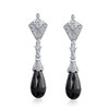 Deco Style Black Teardrop Faceted Briolette Cubic Zirconia Pave CZ