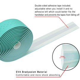 TOPCABIN® Camouflage Series Comfort GEL Road Bike Handlebar Tape Bike Bar Tape with Reflective Bar Plugs (Bianchi Green(PU a pair))