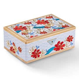 Vee Jewelry Box with Embroidery,Solid Wood Jewelry Box, Jewelry Organizer Gift Idea.for Necklaces Rings Earrings Bracelets