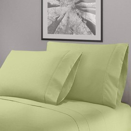 3 Piece Casual Super Soft Fabric Microfiber Sheets Twin Xl | Beautiful Embossed Geometric Design 16" Deep Pocket Sage Green Bed Sheet Set, Durable Comfortable Warm Cozy Comfy Wrinkle Free Luxury Sheet