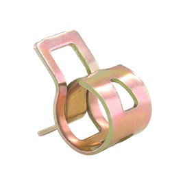 Rierdge 60 Pcs 6mm ID Spring Band Type Clamps, 1/4" Fuel Hose Clamps Fasteners, Golden Spring Hose Clip for Fuel Hose Line Water Pipe Air Tube Silicone Hose