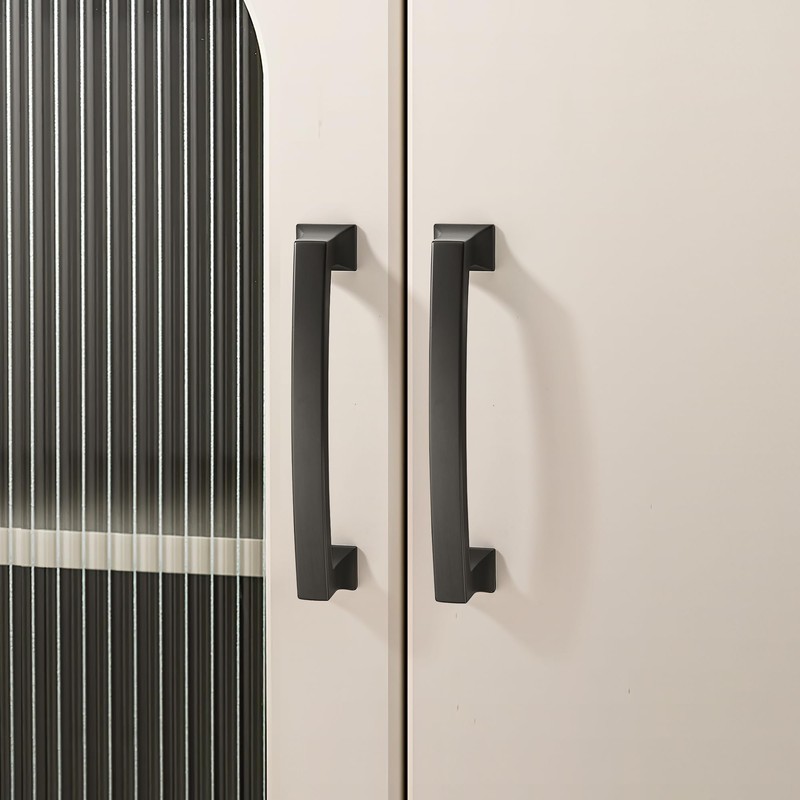 TUNNY 10 Pack Cabinet Handles-Matte Black 5"/128mm Screw Spacing Drawer