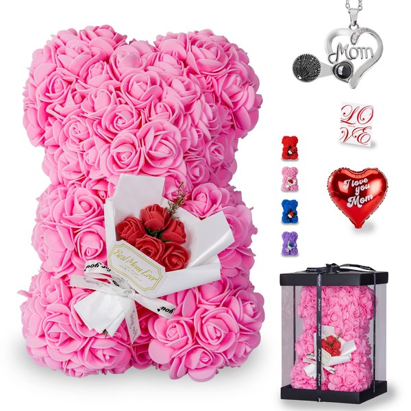 U UQUI Rose Bear Mothers Day Mom Gifts from Daughter Son, Mothers Day Flowers Bear Gifts for Mom, Rose Teddy Bear Mothers Day Presents for Mom, Cute Romantic Mother’s Day Love Gifts & Decorations
