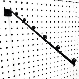 14" L Pegboard 6 Ball Waterfall Faceout Hook, Black - 2 Pack