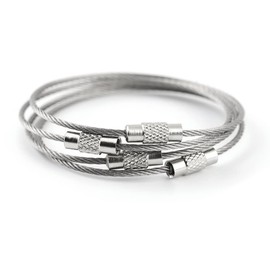 Set of 10 Keychains, Wire Rings, Screw-type, Keychains, Keyrings, Lanyards, Stainless Steel, Cables, Loss, Theft, Durable, Simple, Portable, Small, Outing (Silver)