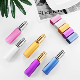 Vtrem 5 Colors 6ML Refillable Perfume Atomizer Pump Mini Portable Travel Spray Bottle Fragrance Empty Bottle for Perfume, Cologne, Liquid Sprayer, Gold/Silver/Purple/Black/Red
