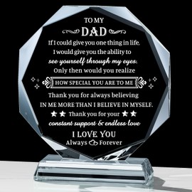 Movdyka Gifts for Dad, Dad Birthday Gifts from Daughter Son - Crystal Keepsakes Best Dad Ever Gifts Who Wants Nothing Have Everything, Christmas Valentine Fathers Thanksgiving Gifts to My Dad