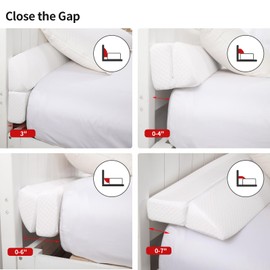 MABOZOO Pillow Wedge for Headboard Gap,Bed Gap Filler King Size,Foldable Bed Wedge Pillow for Headboard,White Bed Wedge Gap Filler,Foam Mattress Gap Filler,76"x6"x6"