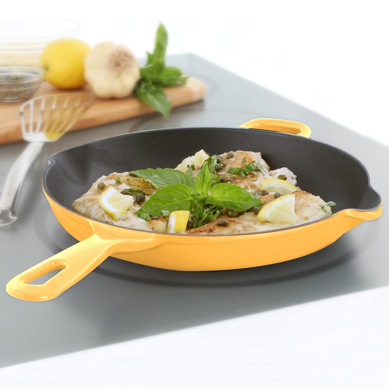 Chantal Enameled Cast Iron Cookware, 10 inch Skillet, Marigold