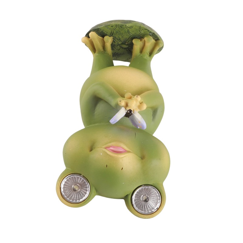 Garden Patio Fence Solar Lights Scare Frog Resin Decorative Ornaments