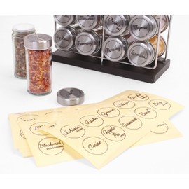 Orii Spice Labels - Clear Round - 160 Pre-Printed +20 Blank