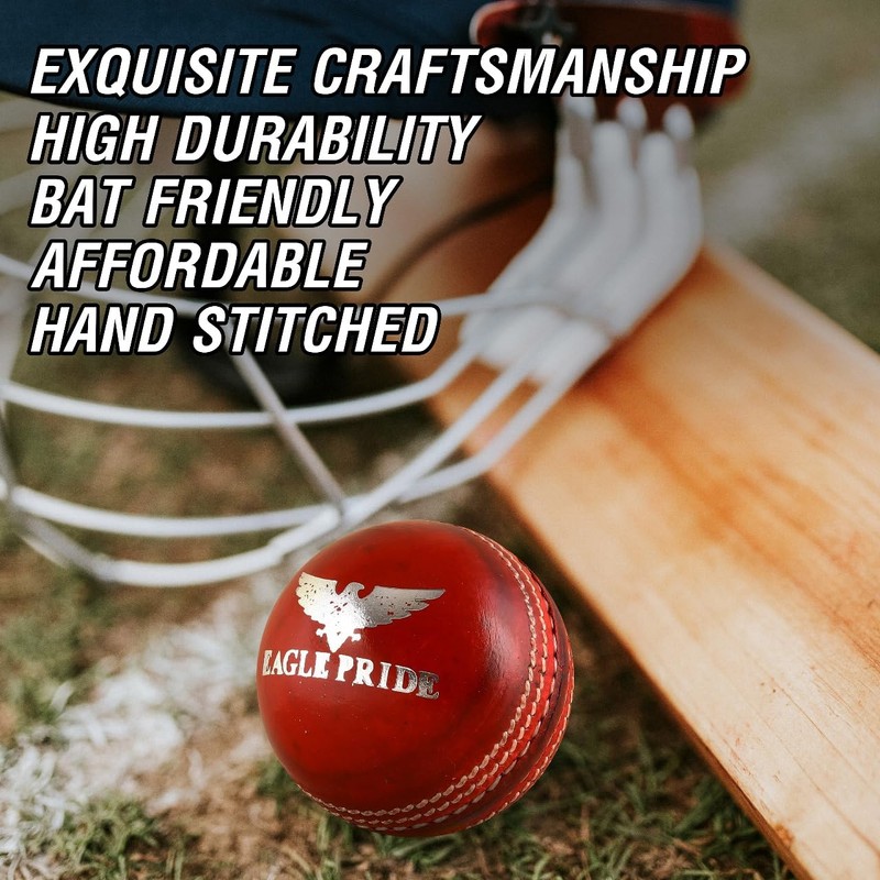 Eagle Pride Premium Hand-Stitched Leather Cricket Balls for Club, Practice,
