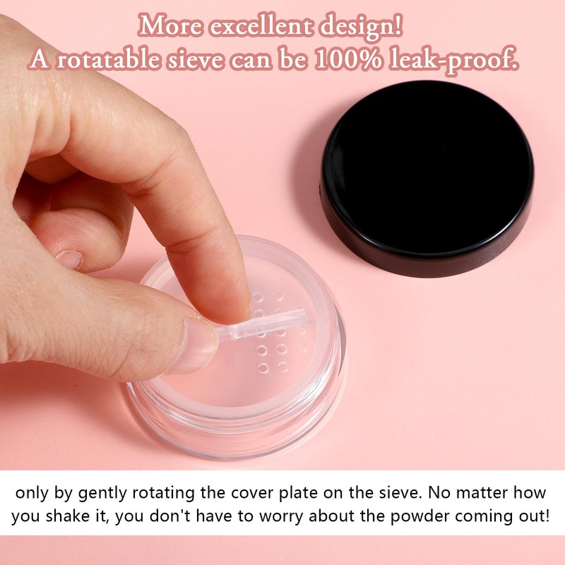 2pcs 10ml/0.34oz Plastic Empty Travel Small Loose Powder Compact Refillable