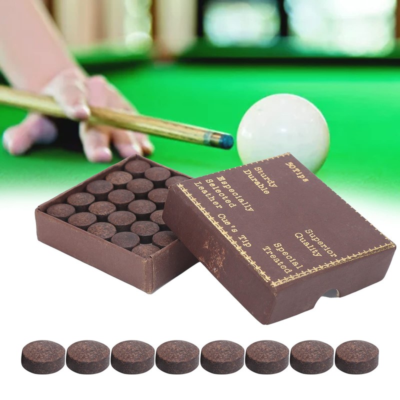 Kuuleyn Leather Snooker Cue Tips, 11 mm Chestnut Brown Soft