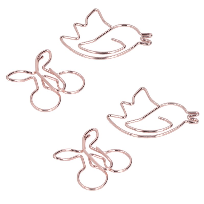 100Pcs Cute Paper Clips Cherry Hummingbird Style Electroplated Metal Gold