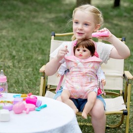 GAGAKU Baby Doll Carrier for Toddlers, Doll Carrier for Little Girls, Toy Baby Dolls Sling for Kids, Reborn Baby Doll Accessories - Calendula Flowers