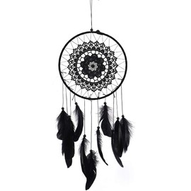 Black Dream Catcher, Macrame Dream Catcher Handmade Feather Dream Catcher Wall Art Hanging Dream Catcher for Bedroom Home Decor