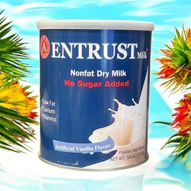1 Pack - Entrust Milk No Sugar Added Milk Powder - Sua Bot Entrust Khong Duong - 14 Oz per Bottle - Made in USA