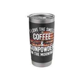 Coffee Gunpowder Lover Funny Patriotic American Flag Gift Stainless Steel Insulated Tumbler