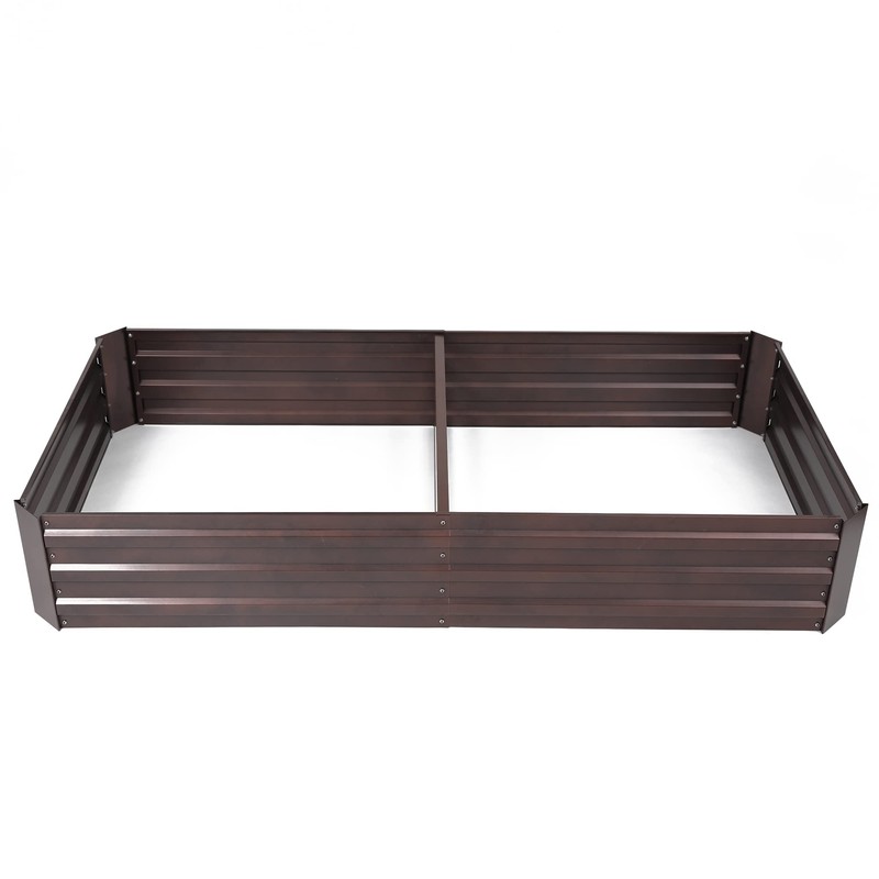 LuxenHome Brown Metal Rectangular 6x3ft Raised Garden Bed