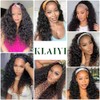 KLAIYI Headband Human Hair Wig Water Wave Curly Non Lace
