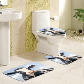 cromcu 4PCS Cow Shower Curtain Set with 12 Hooks for Bathroom Sets, Non-Slip Rugs and Toilet Mat Lid Rug, Durable Waterproof for Kids Adults 72x72 Inch Cow Decor for Bathroom