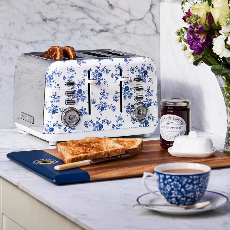 VQ Laura Ashley China Rose Stainless Steel 4 Slice Toaster